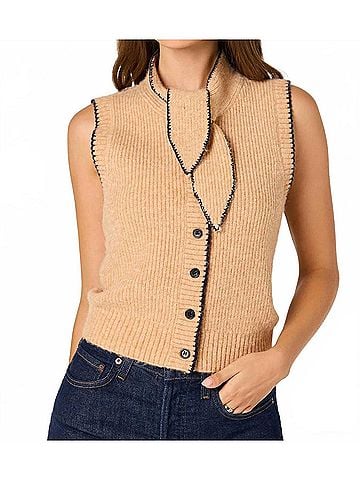 Astr Auberthe Sleeveless Sweater Vest in Camel (view 2)