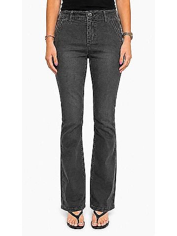 1822 Denim Mid Rise Better Butter Slim Boot Full Length Jeans With Double Pockets in Charcoal (view 2)