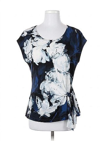 Clara Sun Woo Women's Tie Floral Top in Navy/White (view 1)