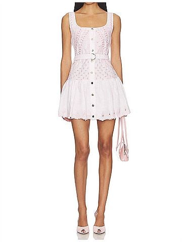 Karina Grimaldi Penelope Embroidered Mini Dress in Light Pink (view 2)