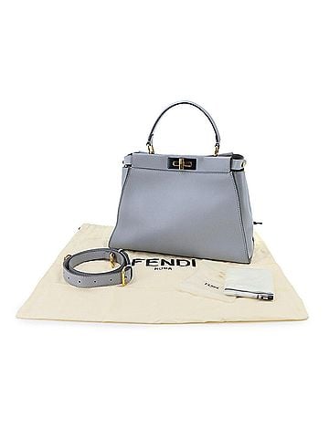 Fendi Fendi Peekaboo Regular 2-way Hand/Shoulder Handbag, Leather, Ardesia Blue-Gray, 8BN290 Bag (view 2)