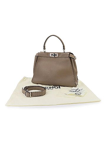 Fendi Fendi Selleria Peekaboo Regular 2-way Hand/Shoulder Handbag, Leather, Beige, 8BN290 (view 2)
