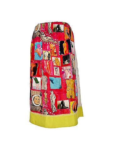 MARNI Marni Art Collage and Statue Print Midi Skirt in Multicolor Viscose (view 1)