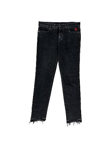 Stella McCartney Stella Mccartney Star-Embroidered Frayed Hem Jeans in Black Cotton (view 1)