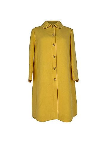 Miu Miu Miu Miu Button-Down Coat in Yellow Wool (view 1)