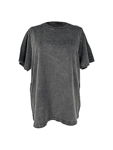 Stella McCartney Stella Mccartney Logo Acid Washed T-Shirt in Grey Cotton (view 1)