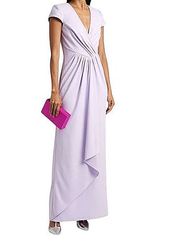 Badgley Mischka Draped Crepe Gown Cocktail Dress (view 1)