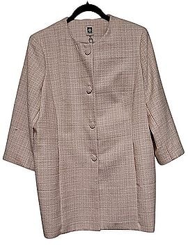 Anne Klein Pink Tweed Plaid Topper Longline Jacket Coat (view 1)