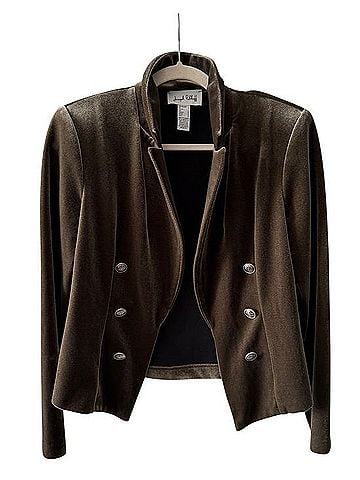 Joseph Ribkoff Dark Olive Velvet Military Blazer Jacket (view 1)