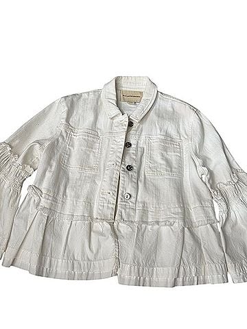Pilcro and the Letterpress Ruffled Hem Jean Jacket Jacket (view 1)