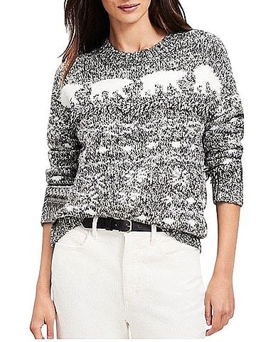 Ann Taylor LOFT Polar Bear Fair Isle Knit Sweater Casual Sweaters (view 1)