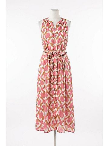 Lilla P Split Neck Belted Maxi Dress in Punch Ikat Print (view 1)