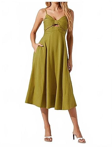 Astr Celina Midi Dress in Chartreuse (view 2)