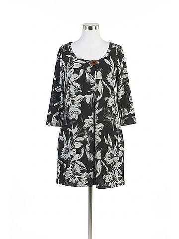 Papillon Floral Print Pleat Front Sweater Dress in Black (view 1)