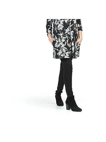 Papillon Floral Print Pleat Front Sweater Dress in Black (view 2)