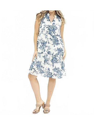 Southern Grace Emily Tank Midi Dress in Blue Floral (view 2)