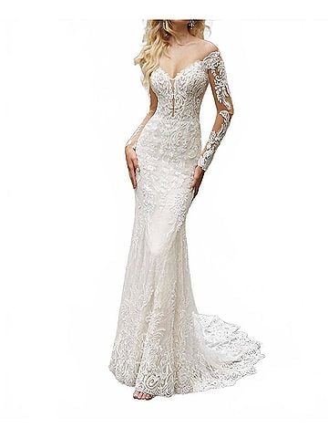 MoriLee by Madeline Gardner Pura Frosted Embroidered Gown in Ivory (view 2)
