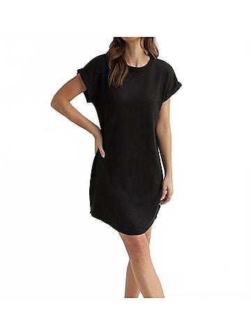 Bella Dahl Women's Rolled Sleeve T Shirt Dress in Black (view 2)