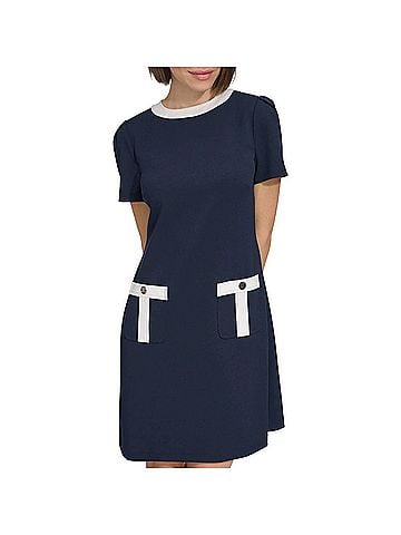Tommy Hilfiger Pocket Trim Shift Dress in Sky Captain Ivory (view 2)