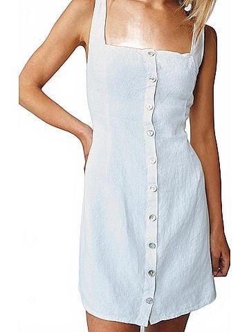 Bella Dahl Square Neck Button Front Mini Dress in White (view 2)