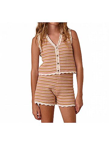 Rylee + Cru Girls' Scallop Crochet Set in Pink Stripe (view 2)