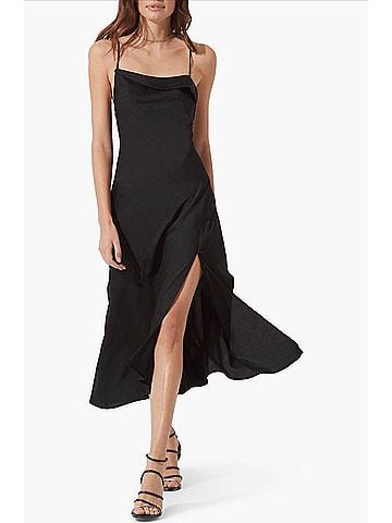 Astr Cowl Slip Midi Dress in Black (view 2)