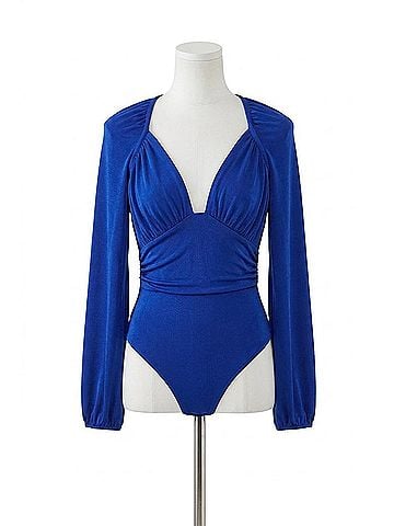 Free People Rushedbust In Your Arms Bodysuit in Electric Indigo (view 1)
