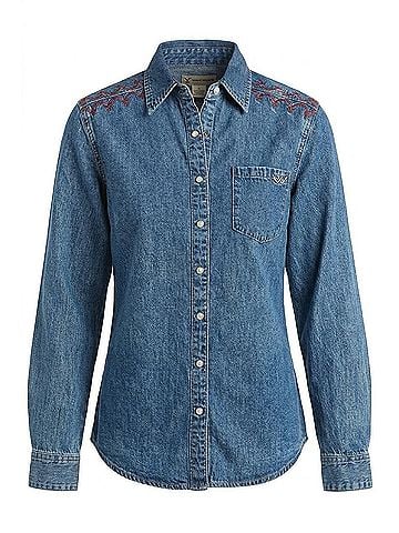 Cruel Girl Women's Snap Long Sleeve Western Shirt in Denim (view 1)