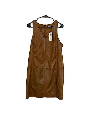 Ralph Lauren Women'S Lamb Leather Sleeveless Dress in Brown (view 2)
