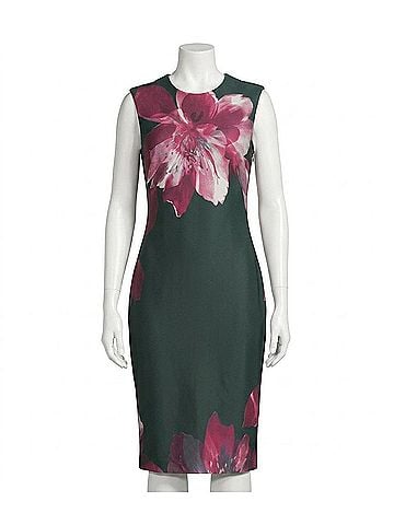 Calvin Klein Cal Sleeve Floral Sheath Dress in Grey/Aubergine Mutli (view 1)
