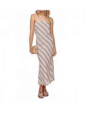 Bella Dahl Strapless Bias Maxi Dress in Sunset Stripe (view 2)