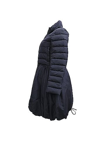 Mario Valentino Valentino A-Line Puffer Coat in Navy Blue Silk (view 2)