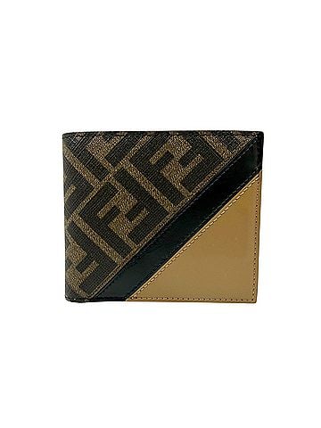 Fendi FENDI Diagonal Bi-fold Wallet 7M0169 Zucca Fabric Leather PVC Brown Black Sand Beige Compact Men's Women's (view 1)