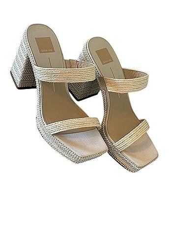 Dolce Vita Cream Braided-Strap Pearl-Trim Block Heel Mules Mule/Clog (view 1)