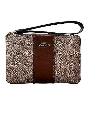 Coach Corner Zip Wristlet Leather Wristlet (view 1)