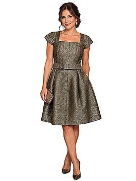 Thread Social Metallic Chevron Pleated Cap Sleeve Cocktail Mini Dress Cocktail Dress (view 1)