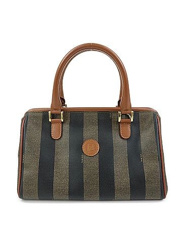 Fendi Vintage Pequin Convertible Boston Coated Canvas Brown Canvas Handbag (view 1)