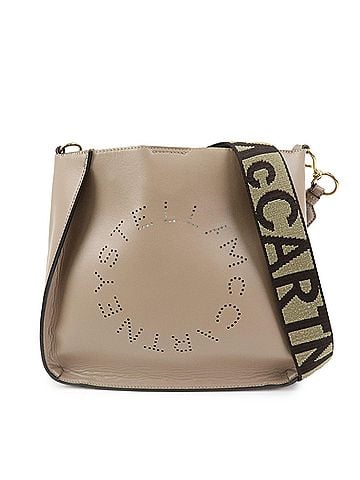 Stella McCartney Logo Perforated Faux Leather Beige Synthetic Crossbody Bag Bag (view 1)
