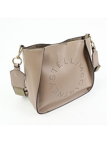 Stella McCartney Logo Perforated Faux Leather Beige Synthetic Crossbody Bag Bag (view 2)