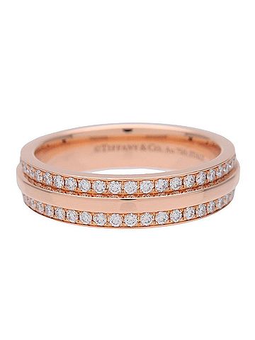 Tiffany & Co. T Two 18K Rose Gold And Diamonds Gold Rose_Gold Ring Jewelry (view 2)