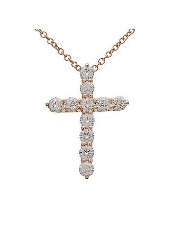 Tiffany & Co. Cross Pendant 18K Rose Gold With Diamonds Gold Pink_Gold Necklace Jewelry (view 2)