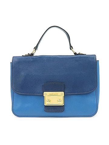 Miu Miu Madras Top Handle Leather Blue Leather Handbag (view 1)