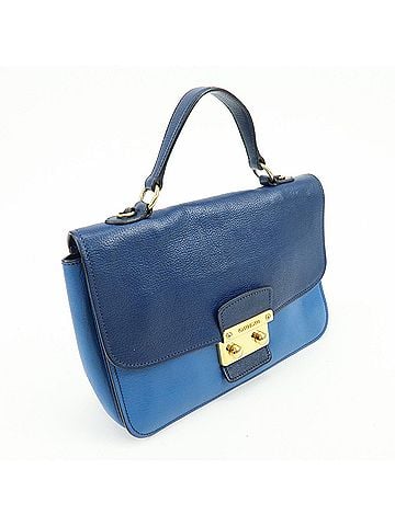 Miu Miu Madras Top Handle Leather Blue Leather Handbag (view 2)