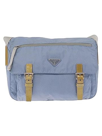 Prada Double Buckle Flap Messenger Re-Nylon Blue Nylon Handbag (view 1)