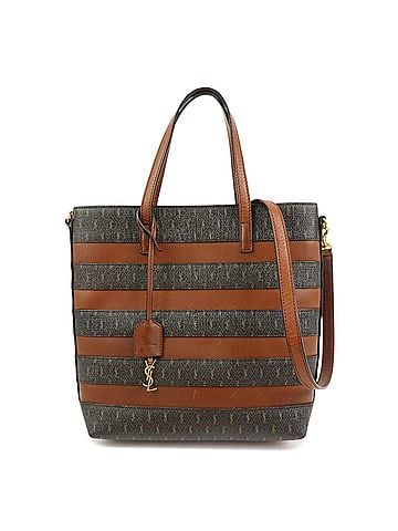 Saint Laurent Le Monogramme Shopper Monogram All Over Coated Canvas And Leather Brown Pvc Tote Bag Bag (view 1)