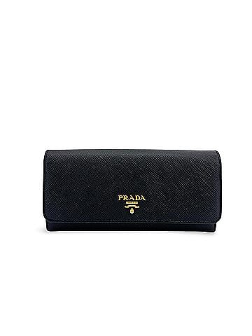 Prada Flap Saffiano Leather Black Leather Wallets Accessory (view 1)