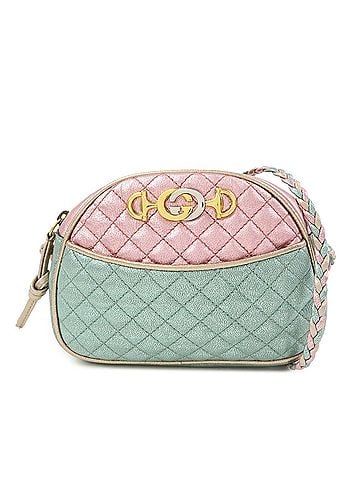 Gucci Trapuntata Camera Quilted Laminated Leather Pink Leather Handbag (view 1)