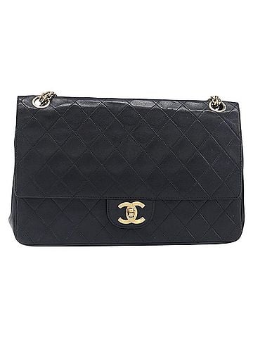 Chanel Vintage Classic Double Flap Quilted Lambskin Black Leather Handbag (view 1)