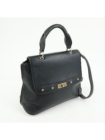 MCM Vintage Leather Black Leather Shoulder Bag Bag (view 2)