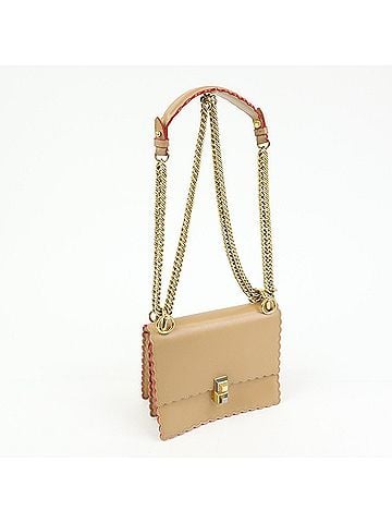 Fendi Kan I Leather Beige Leather Shoulder Bag Bag (view 2)